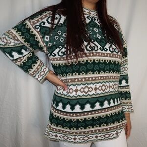 Vintage Huntington Ridge Christmas /Holiday Green and white‎ sweater